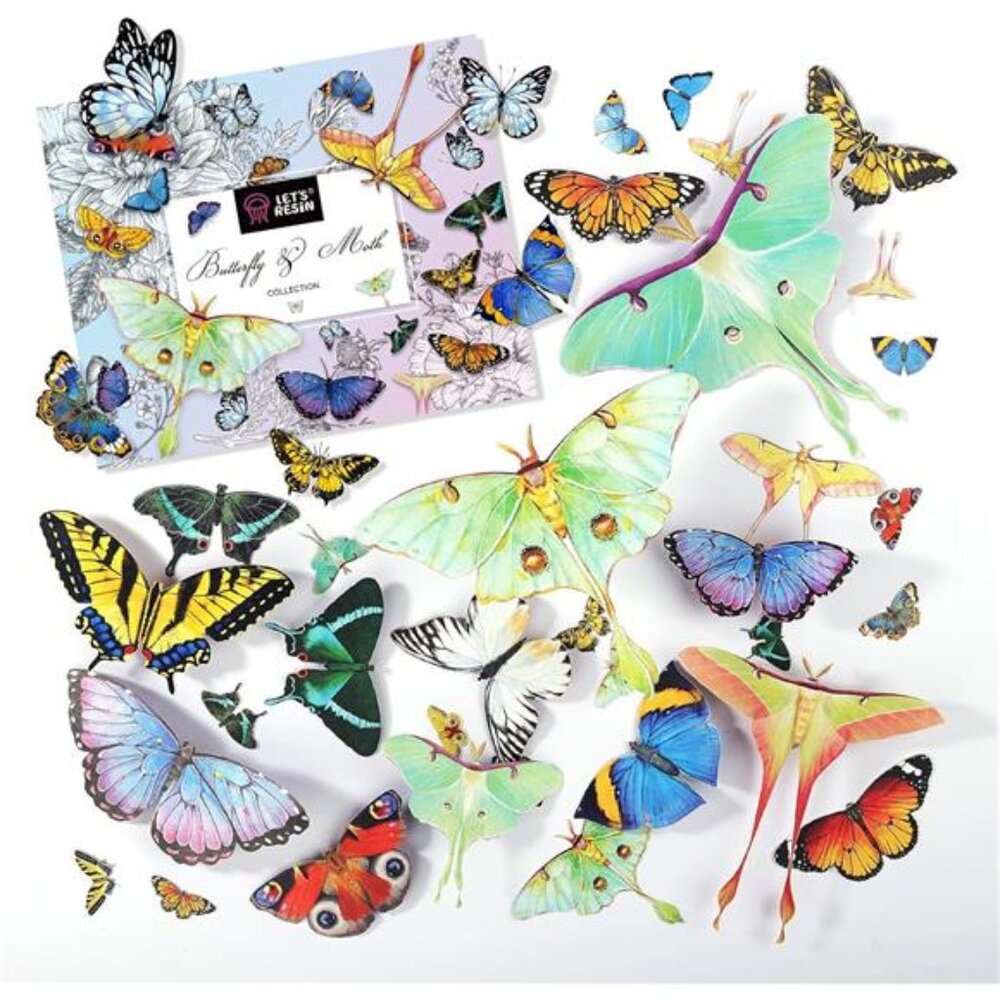 Realistic Paper Butterfly Moth,46 Pcs Double-Sided Faux Butterfly,Vintage Floral